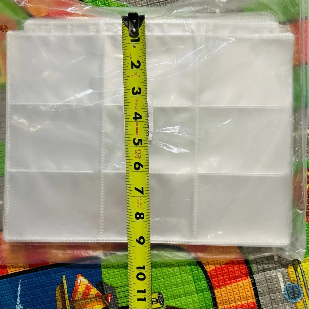 Trading Card Sleeve Pages, 60 Pack 9 Pocket Album  for 3 Ring Binder, 11 holes